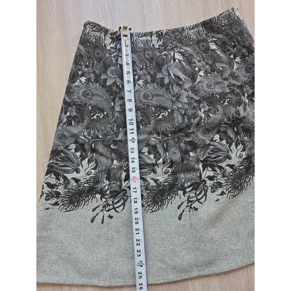 Talbots Wool Blend‎ Skirt Womens 12 Peacock Floral Lined A-Line